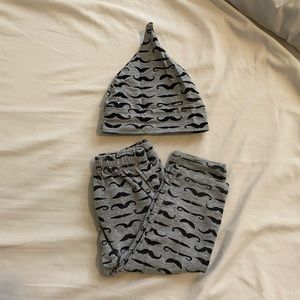 Baby boy mustache hat & pant set🥸🖤